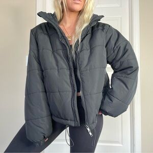Women's Black Puffer Bomber Jacket